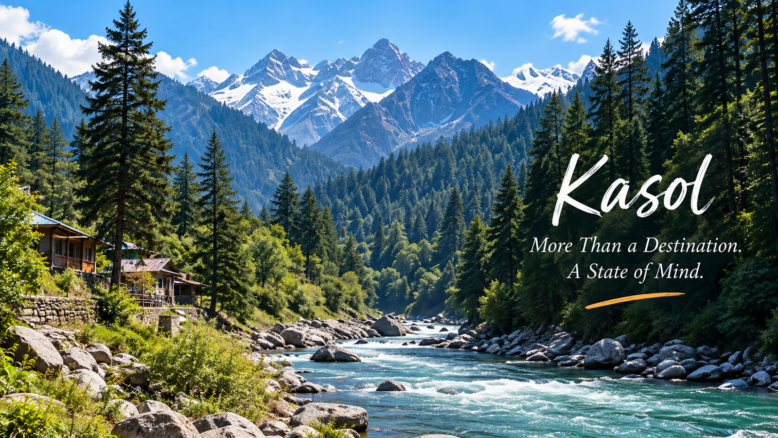 Kasol and the Parvati Valley with river, pine forest and Himalayan peaks